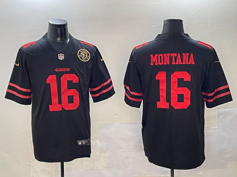 Men San Francisco 49ers #16 Montana Black Second generation 2024 Nike Limited NFL Jersey style 01088->san francisco 49ers->NFL Jersey
